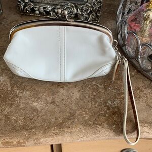 Coach White Wristlet Clutch